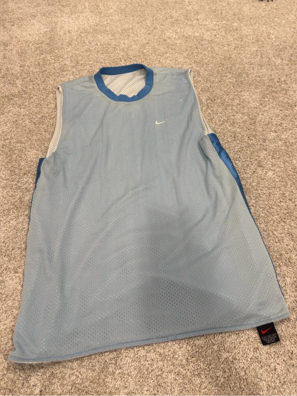 1990s / 00s y2k Retro Reversible Nike Blue Mesh Jersey Tank Top